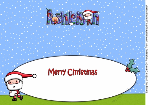 Jolly Santa playing rugby ASHLEIGH large dl insert
