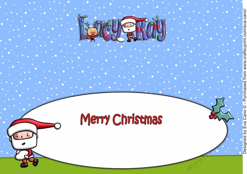 Jolly Santa playing rugby LACY KAY large dl insert