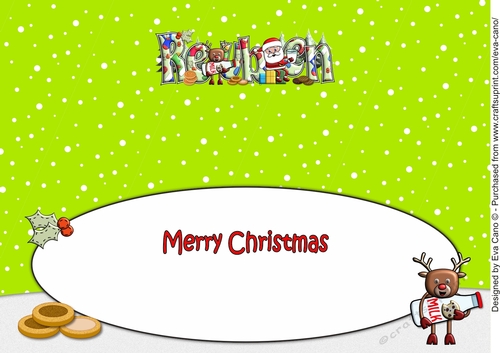 Smiley Santa and Rudolf having milk and cookies REUBEN large dl insert