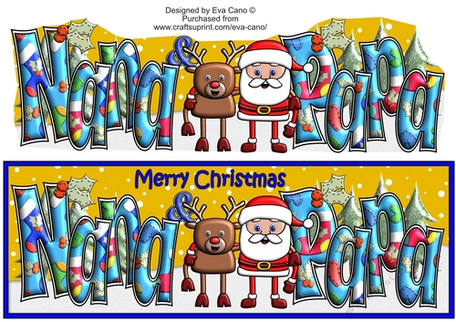 Smiley Santa and Rudolf best friends NANA & PAPA large dl