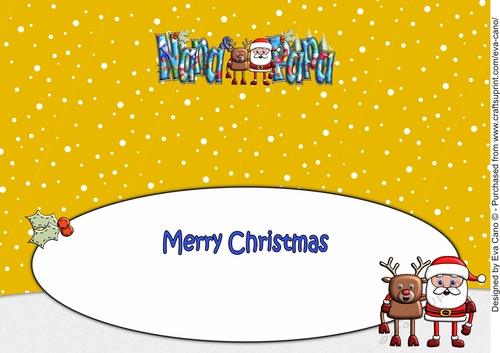 Smiley Santa and Rudolf best friends NANA & PAPA large dl insert