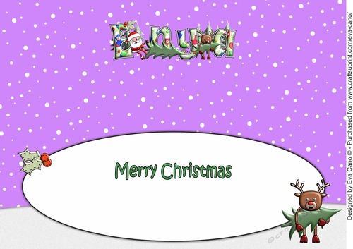 Smiley Santa and Rudolf picking a tree ENYA large dl insert
