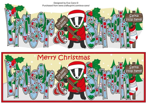 Christmas Billy the Badger Santa stop here FRASER & SARAH large dl