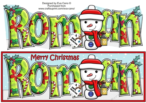 Jolly Snowman with letters to Santa ROMAN large dl