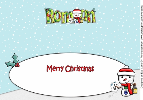 Jolly Snowman with letters to Santa ROMAN large dl insert