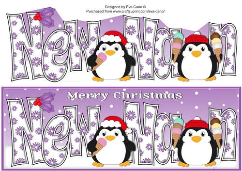Christmas Fat Penguins Eating Ice Cream NEW NAN large dl