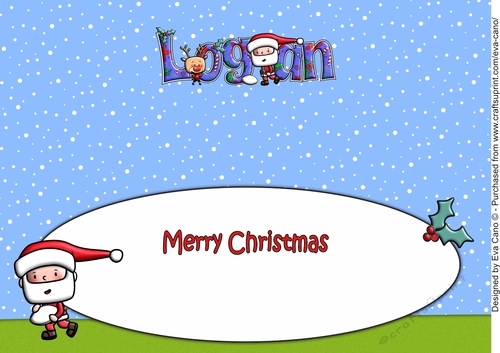 Jolly Santa playing rugby LOGAN large dl insert