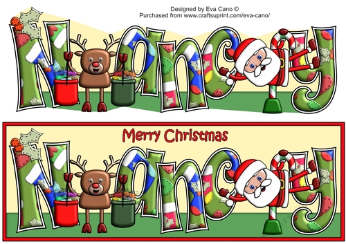 Smiley Santa and Rudolf keeping fit NANCY large dl