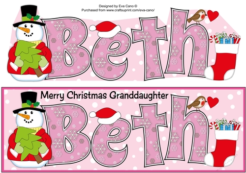 Christmas Names Granddaughter BETH large dl
