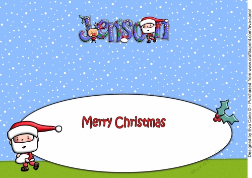 Jolly Santa playing rugby JENSON large dl insert