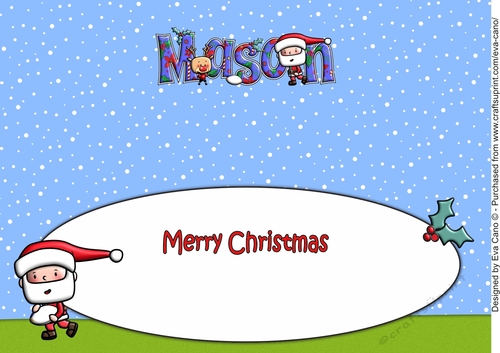 Jolly Santa playing rugby MASON large dl insert