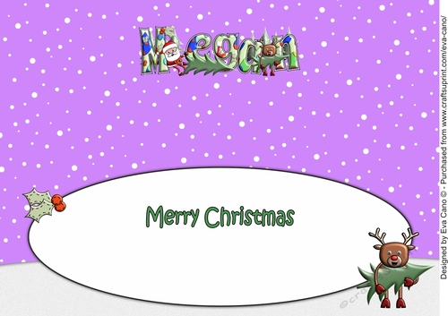 Smiley Santa and Rudolf picking a tree MEGAN large dl insert