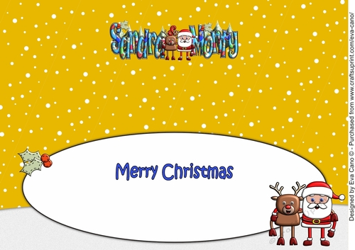 Smiley Santa and Rudolf best friends SANDRA & MONTY large dl insert