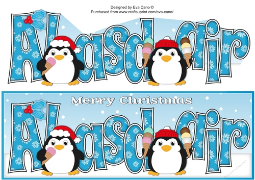 Christmas Fat Penguins Eating Ice Cream ALASDAIR large dl