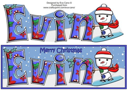 Jolly Snowman Snowboarding EVIN large dl