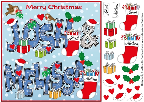 8x8 Christmas Names JOSH & MELISSA
