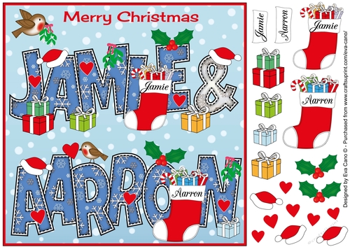 8x8 Christmas Names JAMIE & AARRON