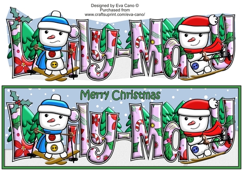 Jolly Snowman and Friend Skiing LILY-MAY large dl