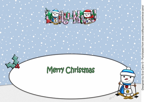 Jolly Snowman and Friend Skiing LILY-MAY large dl insert