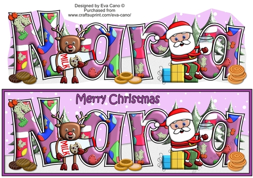 Smiley Santa and Rudolf having milk and cookies NARA large dl