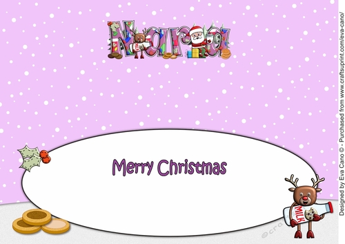 Smiley Santa and Rudolf having milk and cookies NARA large dl insert