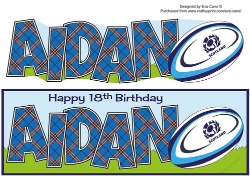 Scottish Rugby AIDAN 18th large dl