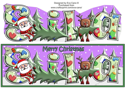 Smiley Santa and Rudolf picking a tree SILA large dl