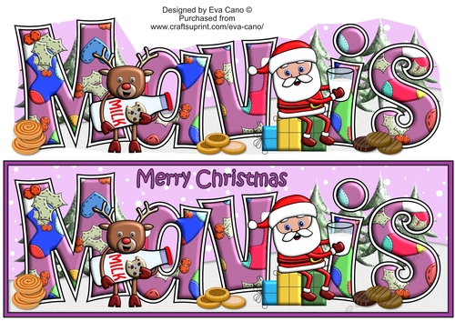 Smiley Santa and Rudolf having milk and cookies MAVIS large dl