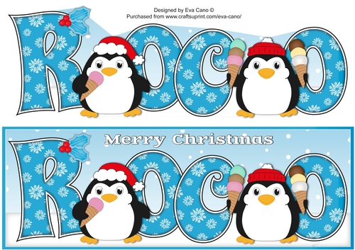 Christmas Fat Penguins Eating Ice Cream ROCO large dl