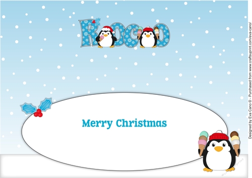 Christmas Fat Penguins Eating Ice Cream ROCO large dl insert