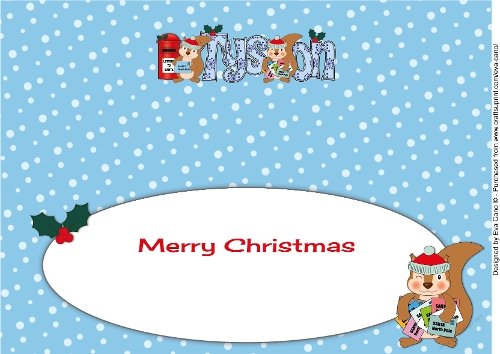 Christmas Sid the Squirrel with letters to Santa TYSON large dl insert