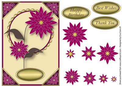 Oriental Magenta Flowers Card Front