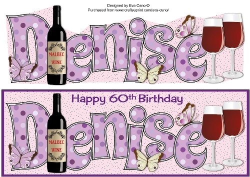 Malbec Wine, Sunglasses & Butterflies DENISE 60th large dl
