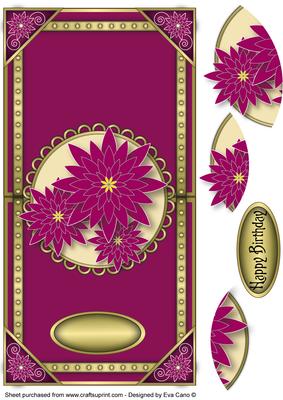 Oriental Magenta Flowers Vertical Fold Back