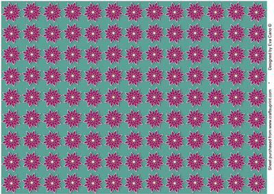 Oriental Magenta Flowers Backing Paper (dark Cyan)