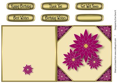 Oriental Magenta Flowers Cut and Fold 2