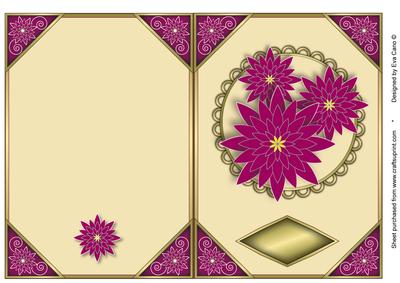 Oriental Magenta Flowers Cut and Fold