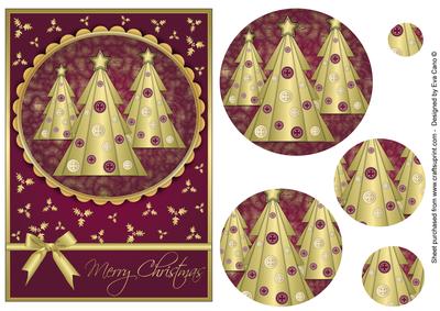 Buttons Christmas Trees Ii Pyramid Burgundy