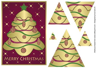 Golden Christmas Tree Pyramid (burgundy)