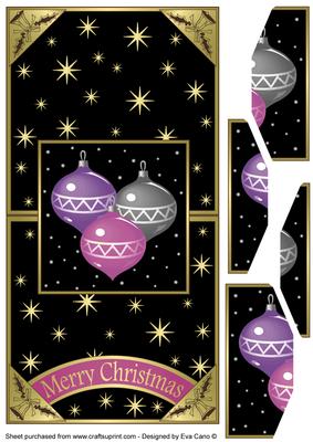 Christmas Baubles Vertical Fold Back (black)