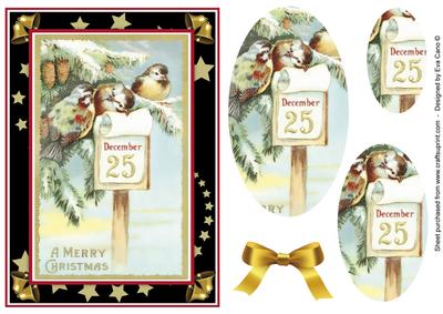 Vintage Christmas Birds on Post (black)