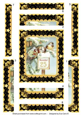 Vintage Christmas Birds Spiral Edge (black)