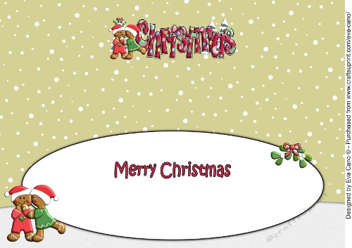 3D Gingerbread People (boy-girl) under the Mistletoe CHRISTMAS large dl insert