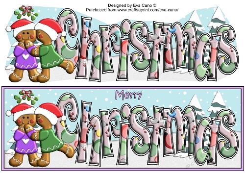 3D Gingerbread People (girl-girl) under the Mistletoe CHRISTMAS large dl