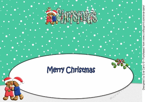 3D Gingerbread People (boy-boy) under the Mistletoe CHRISTMAS large dl insert