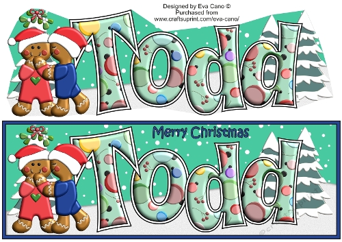 3D Gingerbread People under the Mistletoe TODD (boy-boy) large dl