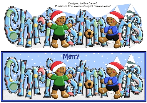 3D Gingerbread People playing more football CHRISTMAS large dl