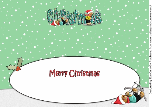 3D Gingerbread People Skiing Race CHRISTMAS large dl insert