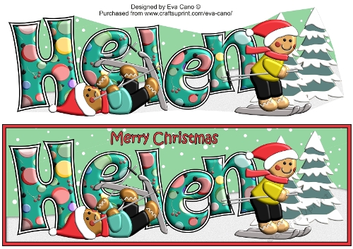 3D Gingerbread People Skiing Race HELEN large dl
