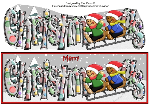 3D Gingerbread People Sledging CHRISTMAS large dl